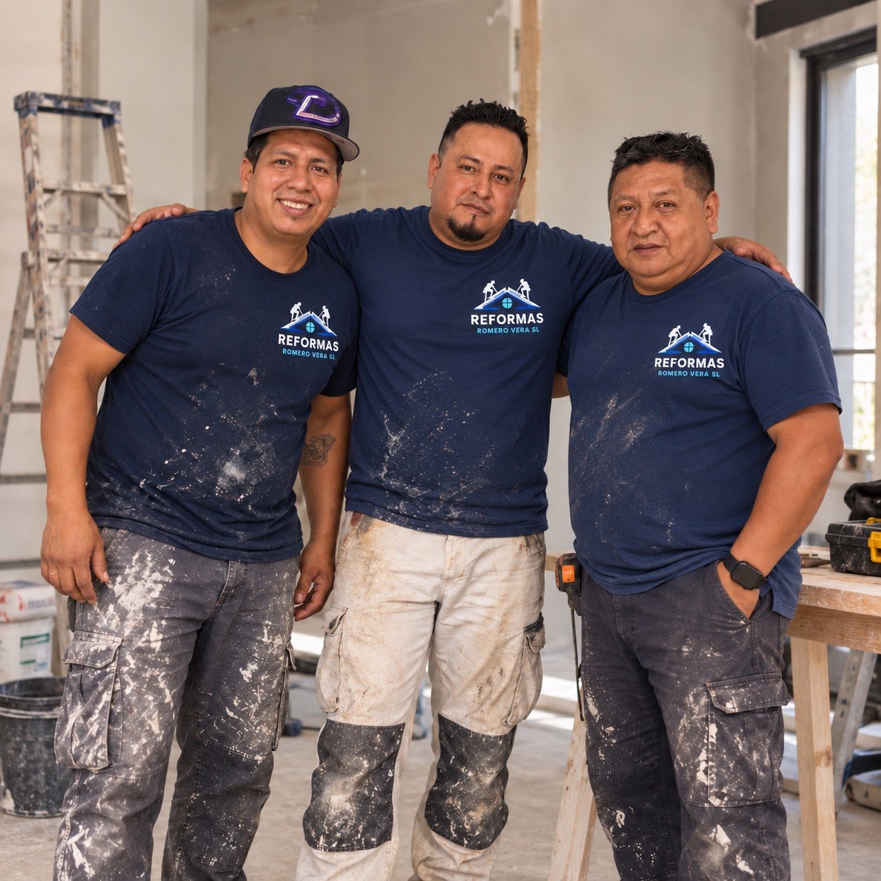 Tres integrantes del equipo de Romero-Vera en una obra